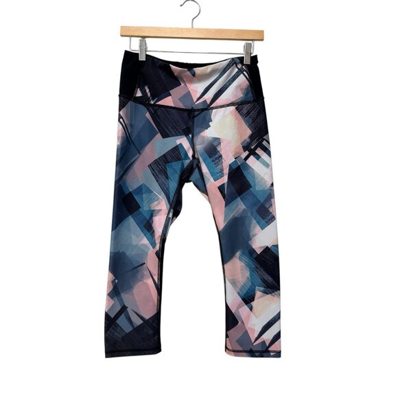 Lucy Women’s Medium Capri Om Leggings Mid-Rise Multi Geo Print Elastic Waistband - Picture 4 of 7